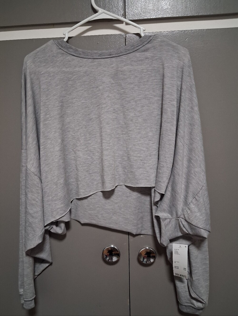 We The Free Heather Gray Cropped Long-Sleeve Top